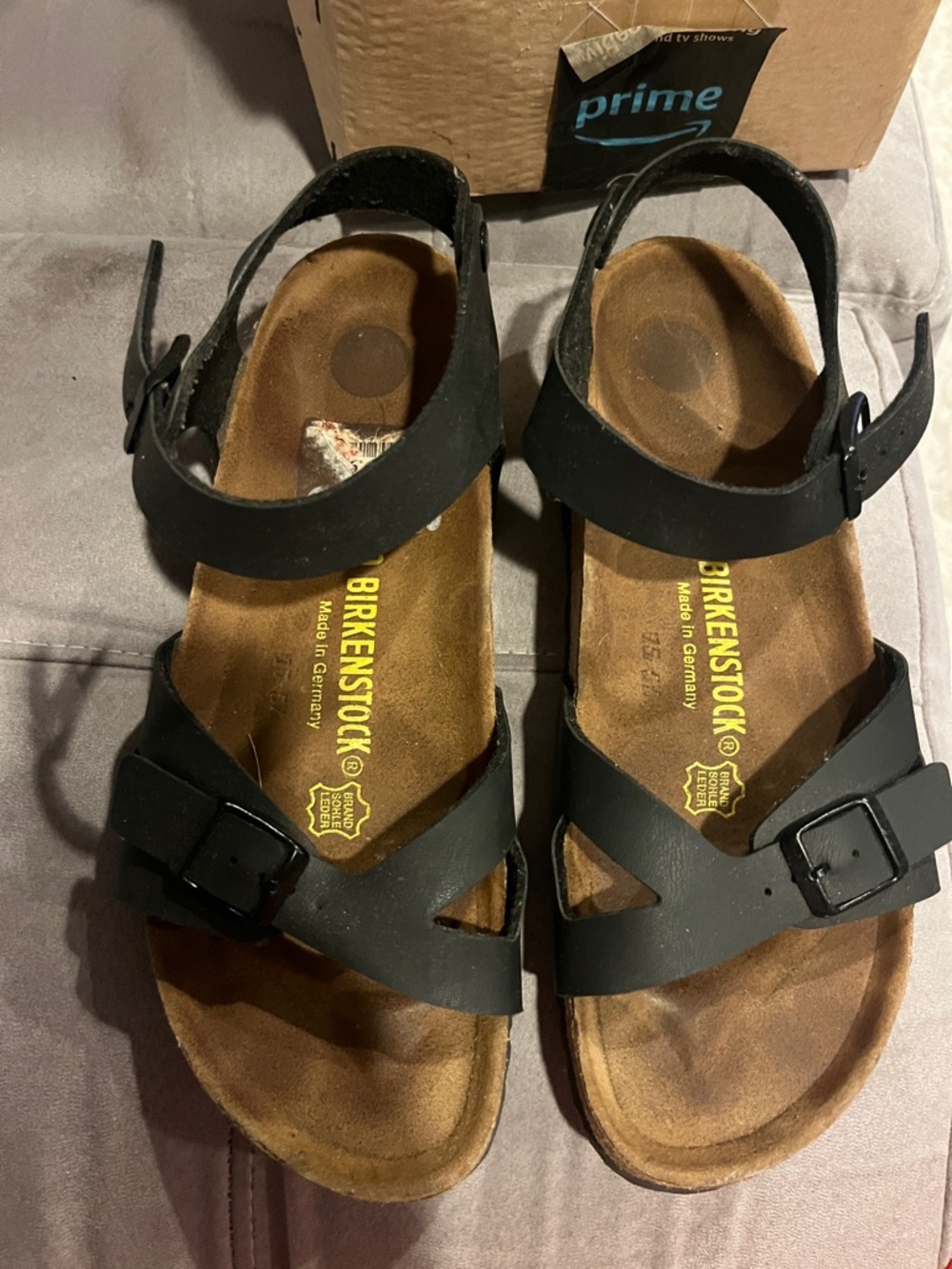 Birkenstock  woman's black Double-Strap Ankle Sandals